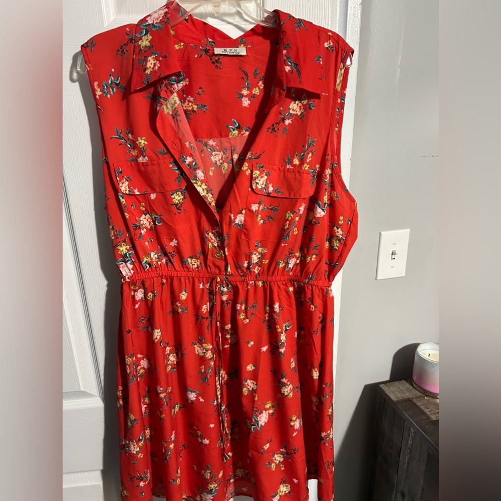 Red floral dress